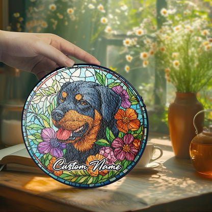 Netecom Personalized Rottweiler Dog Ornament, Custom Memorial Suncatcher, Pet Loss Sympathy Gift, Christmas Decoration