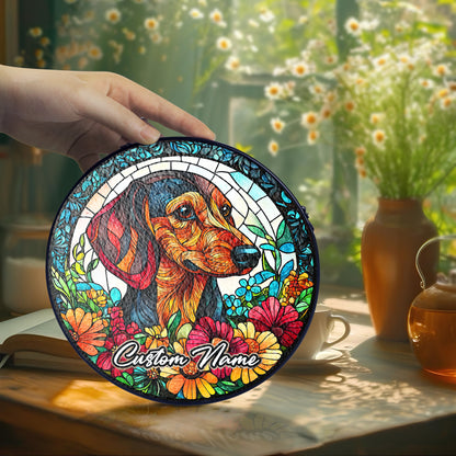 Netecom Personalized Dachshund Dog Ornament, Custom Memorial Suncatcher, Pet Loss Remembrance Gift, Christmas Decoration