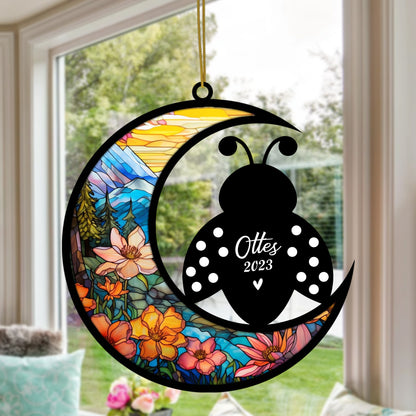 Netecom Personalized Ladybug Memorial Suncatcher - Ladybug Christmas Ornament with Name - Pet Loss Stained Glass Light Catcher - Bereavement & Sympathy Gift for Loss of Pet