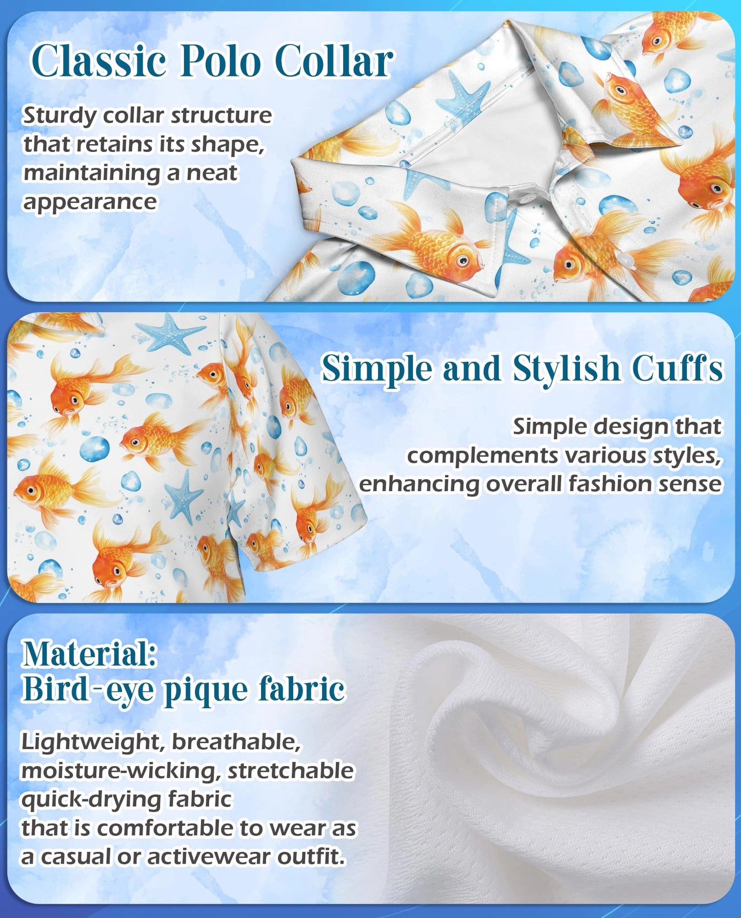 Goldfish Seamless Pattern Polo Shirt for Men – Elegant Aquarium Art | Netecom