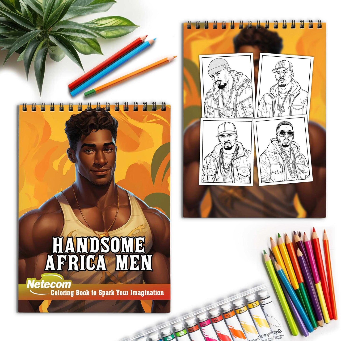 Handsome Africa Men Spiral Bound Coloring Book, Discover Classic Charm with 30 Enchanting Coloring Pages, Unleashing Your Creativity in the World of Distinguished African Men