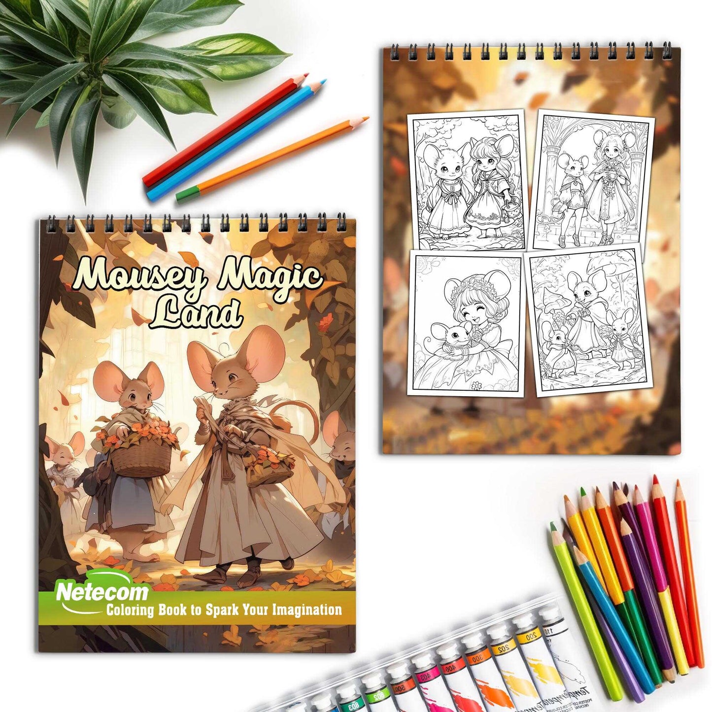 Mousey Magic Land Spiral Bound Coloring Book, Step into a Whimsical World with 30 Captivating Coloring Scenes from the Realm of Mousey Magic Land.