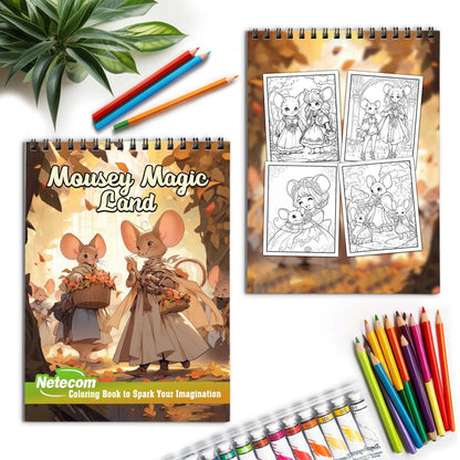 Mousey Magic Land Spiral Bound Coloring Book, Step into a Whimsical World with 30 Captivating Coloring Scenes from the Realm of Mousey Magic Land.