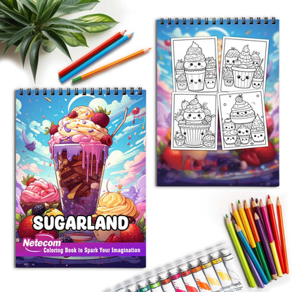 Sugarland Spiral Bound Coloring Book, Indulge in 30 Dazzling Coloring Pages, Fostering Focus and Creativity as You Celebrate the Artistry of Culinary Confections