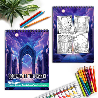 Doorway to the Unseen Spiral Bound Coloring Book, Embark on a Journey with 30 Captivating Coloring Pages of the Doorway to the Unseen, Where Wonder Awaits.