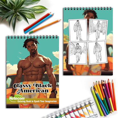 Classy Black American Spiral Bound Coloring Book, Capture the Essence of Distinguished Style with 30 Inspiring Coloring Pages, Creating a Timeless Gallery of Classy Black Men