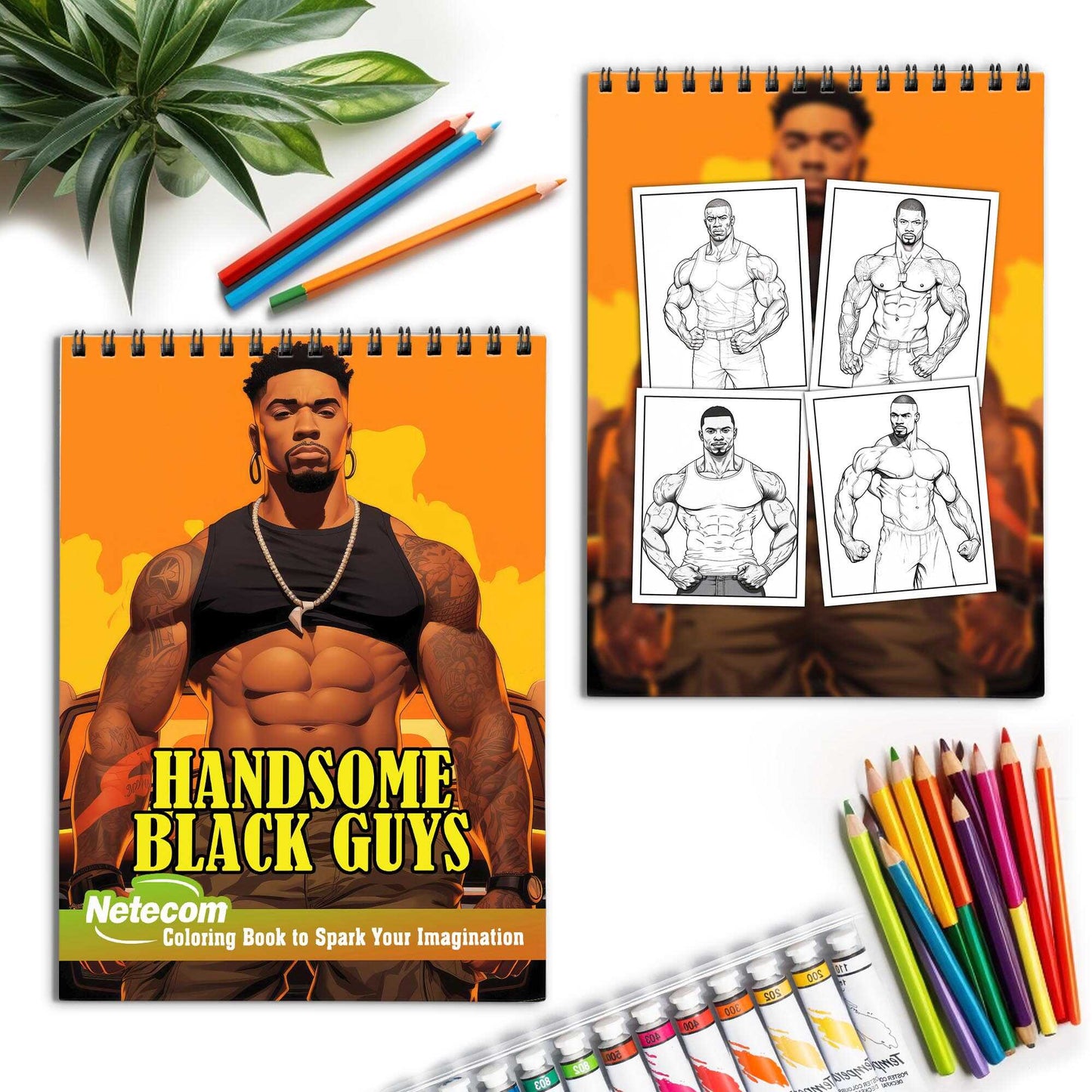 Handsome Black Guys Spiral Bound Coloring Book, Indulge in 30 Dashing Coloring Pages, Fostering Focus and Imagination while Celebrating the Handsome Appeal of Black Guys