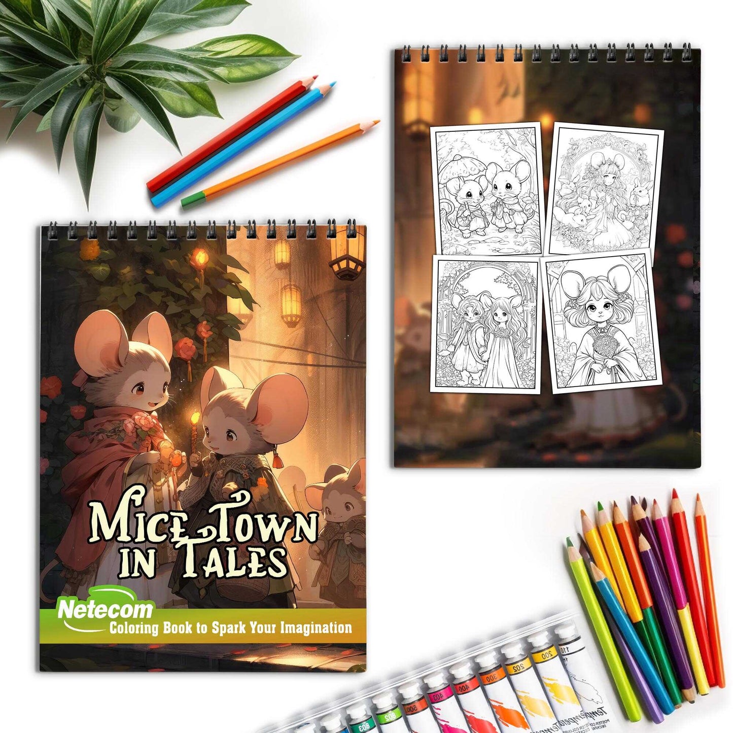 Mice Town in Tales Spiral Bound Coloring Book, Embark on a Coloring Journey with 30 Enchanting Pages, Where Mice Town in Tales Comes to Life.