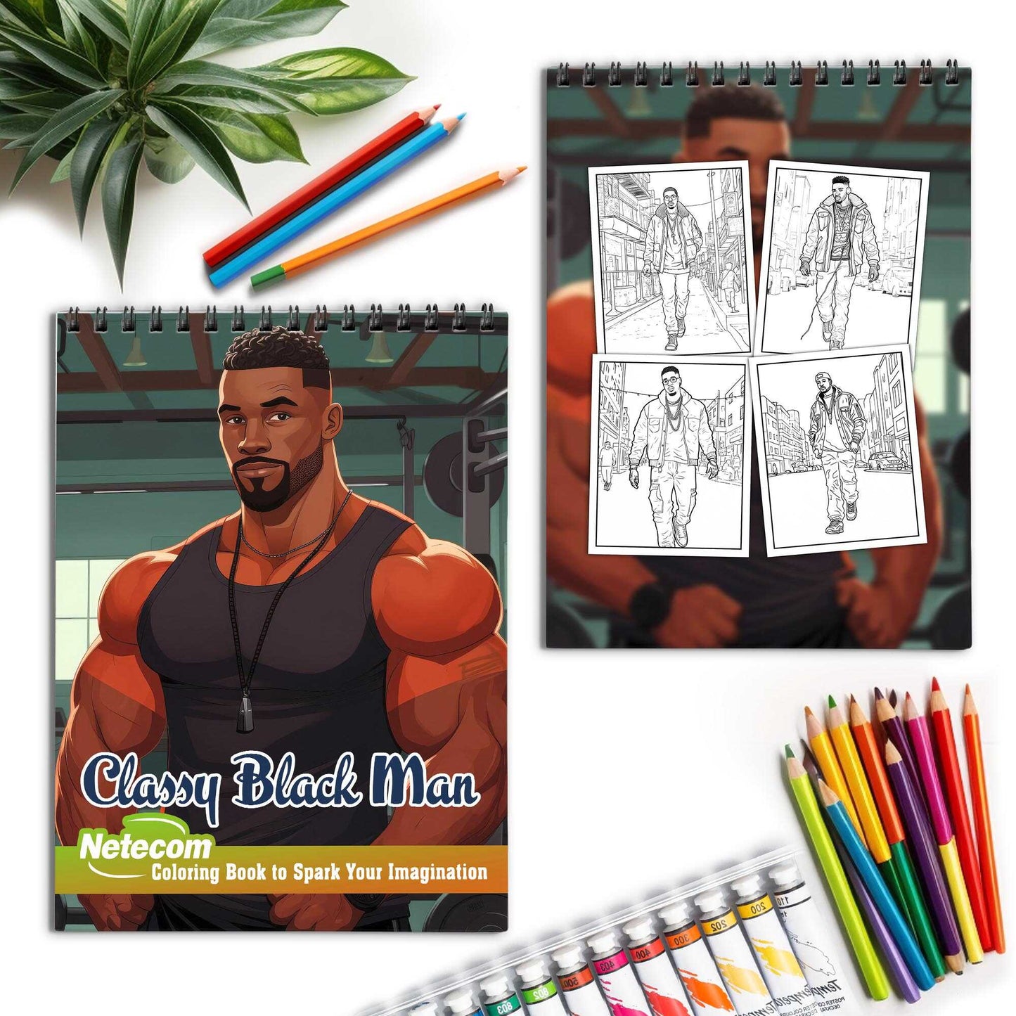 Classy Black Man Spiral Bound Coloring Book, Discover Classic Charm with 30 Enchanting Coloring Pages, Unleashing Your Creativity in the World of Charming Black Men