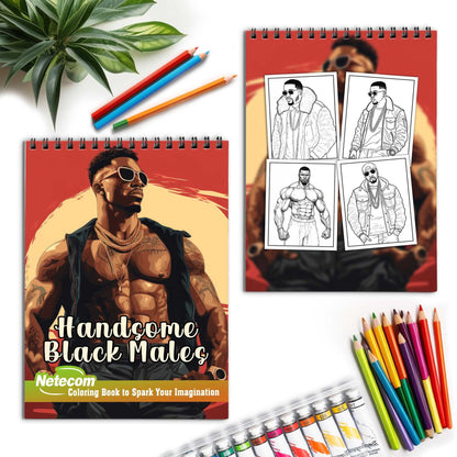 Handsome Black Males Spiral Bound Coloring Book, Capture the Essence of Distinguished Style with 30 Inspiring Coloring Pages, Creating a Timeless Gallery of Handsome Black Men