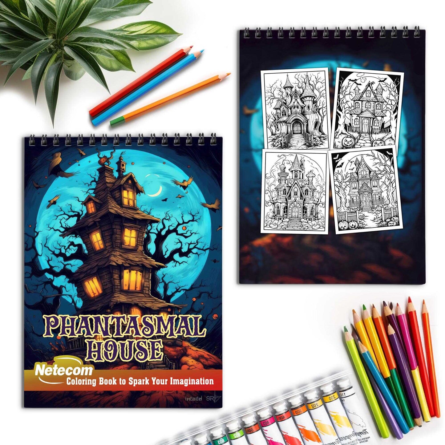 Phantasmal House Spiral Bound Coloring Book, Explore the Mysterious Beauty of Phantasmal Houses with 30 Exquisitely Illustrated Coloring Pages.