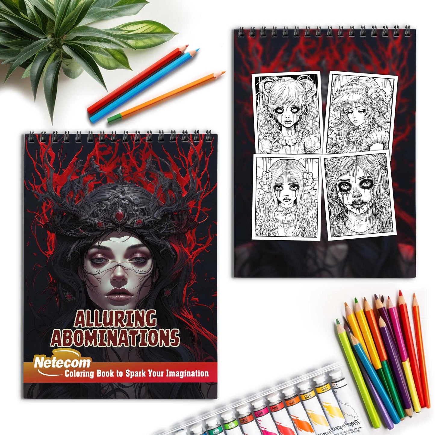 Alluring Abominations Spiral Bound Coloring Book, Embark on an Alluring Abominations Journey with 30 Coloring Pages for Gothic Art Enthusiasts to Unleash Their Creative Expression