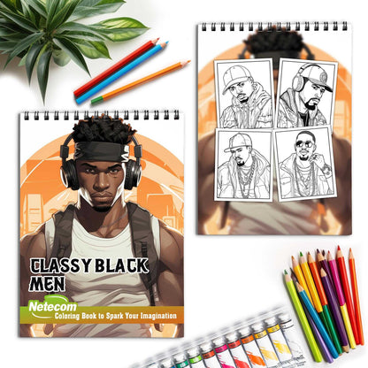 Classy Black Men Spiral Bound Coloring Book, Indulge in 30 Dashing Coloring Pages, Fostering Focus and Imagination while Celebrating Handsome Black Men