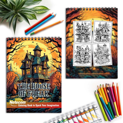 The House Of Freak Spiral Bound Coloring Book, Embrace the Quirky and Peculiar with 30 Enchanting Pages, Where the Extraordinary Awaits.