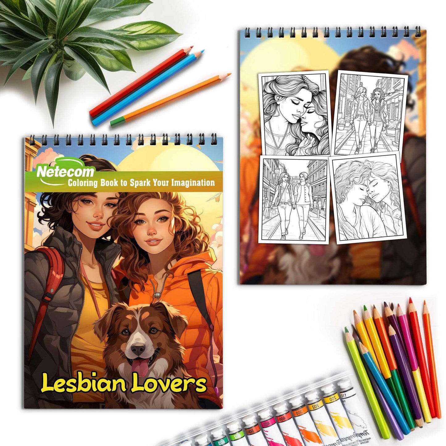 Lesbian Lovers Spiral Bound Coloring Book, Discover the Power of Love and Togetherness through 30 Exquisitely Illustrated Coloring Pages of Lesbian Love Stories.