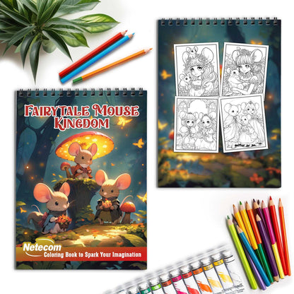 Fairytale Mouse Kingdom Spiral Bound Coloring Book, Unleash Your Creativity with 30 Charming Pages Depicting Fairytale Mouse Kingdom Adventures.