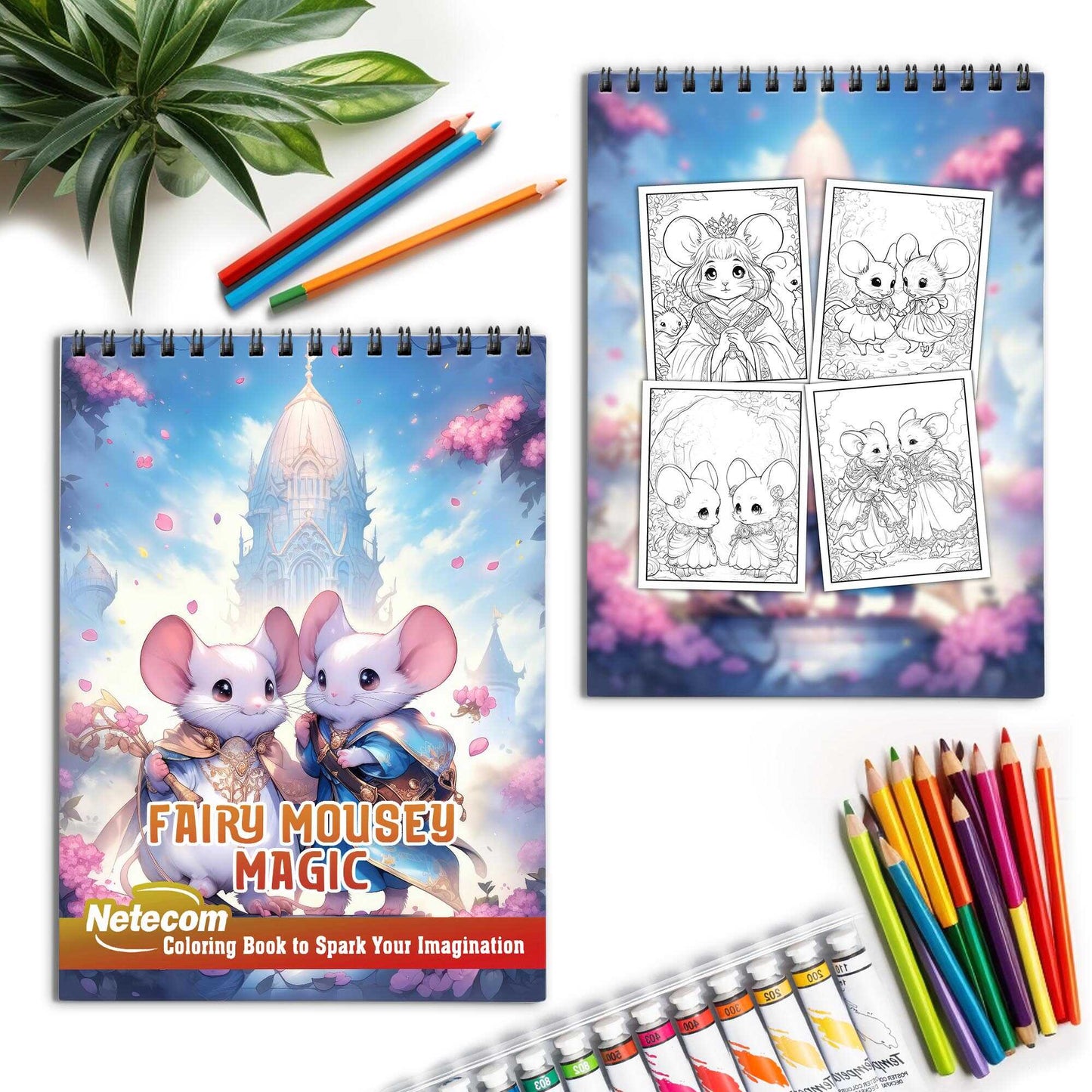 Fairy Mousey Magic Spiral Bound Coloring Book, Step into a Whimsical World with 30 Captivating Coloring Scenes of Fairy Mousey Magic.