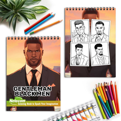 Gentleman Black Men Spiral Bound Coloring Book, Discover Classic Charm with 30 Enchanting Coloring Pages, Unleashing Your Creativity in the World of Distinguished Black Men