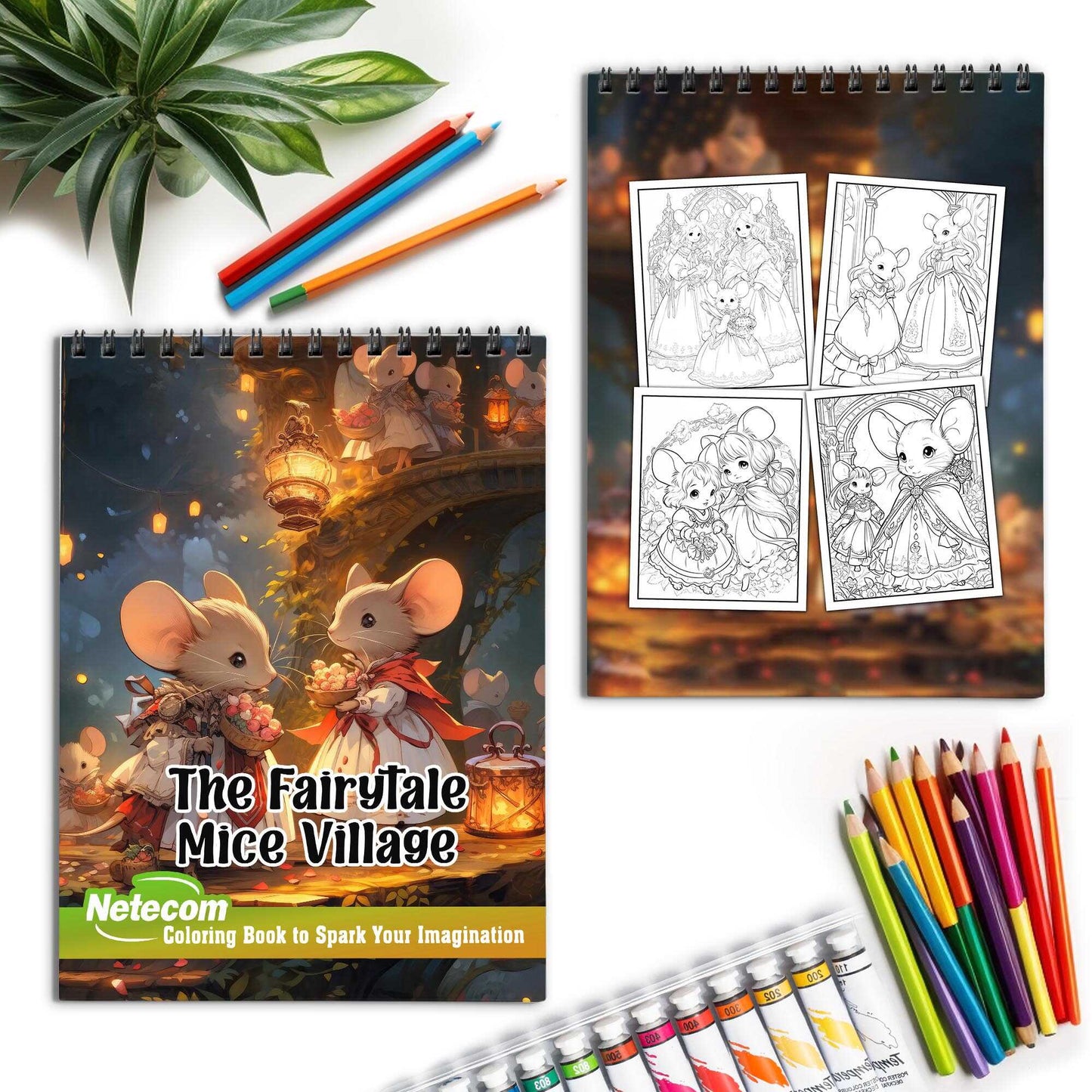 The Fairytale Mice Village Spiral Bound Coloring Book, Unleash Your Creativity with 30 Charming Pages Filled with Enchanted Stories from The Mice Village.