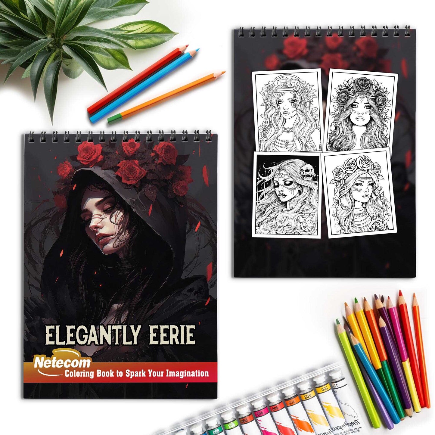 Elegantly Eerie Spiral Bound Coloring Book, Capture the Essence of Gothic Elegance with 30 Striking Coloring Pages for Coloring Aficionados to Bring Out the Unique Personality of Each Elegantly Eerie Woman