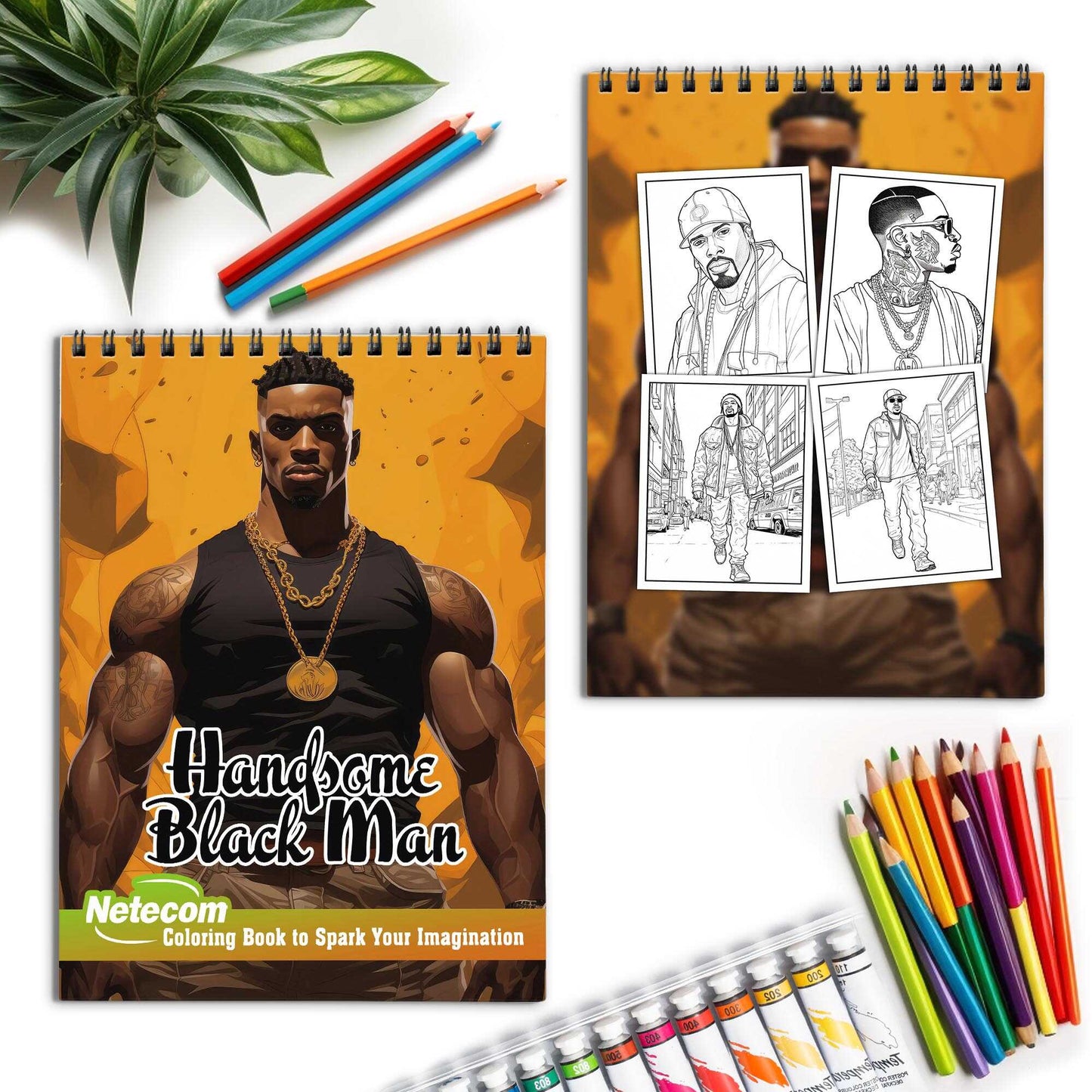 Charming Blackman Spiral Bound Coloring Book, Discover Classic Charm with 30 Enchanting Coloring Pages, Unleashing Your Creativity in the World of Handsome Black Men