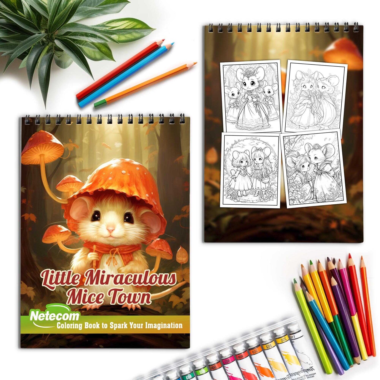 Little Miraculous Mice Town Spiral Bound Coloring Book, Unleash Your Creativity with 30 Charming Pages Filled with Tales from the Enchanted Mice Town.