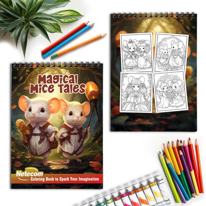 Magical Mice Tales Spiral Bound Coloring Book, Discover the Magic of Mice through 30 Exquisitely Illustrated Coloring Pages from Enchanting Tales.