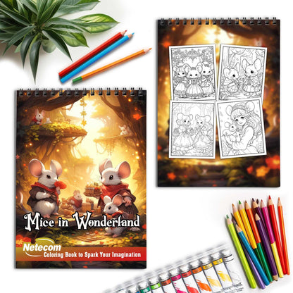 Mice in Wonderland Spiral Bound Coloring Book, Journey into a World of Magic with 30 Artistic Coloring Pages Inspired by Mice in Wonderland.