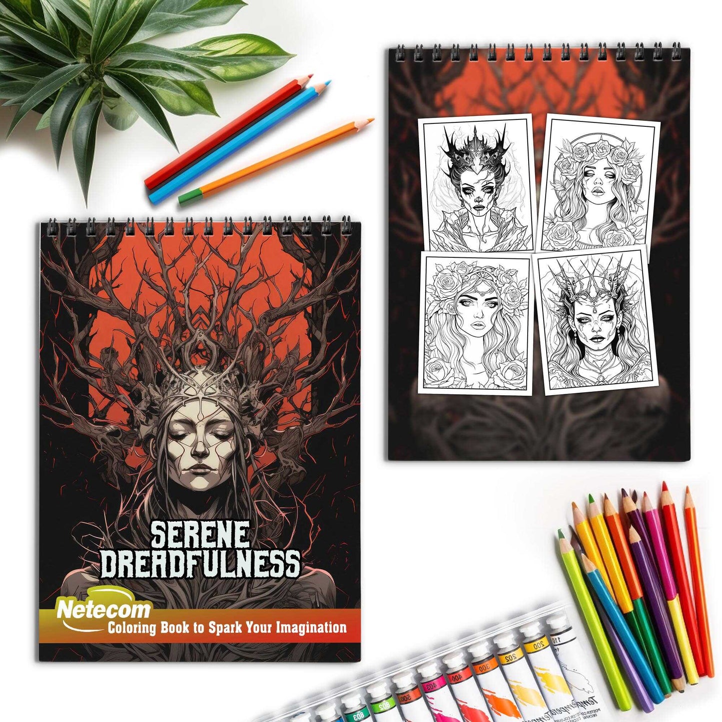 Serene Dreadfulness Spiral Bound Coloring Book, Discover the Dark Elegance with 30 Mesmerizing Coloring Pages, Unleashing Your Inner Artist in the World of Serene Dreadfulness