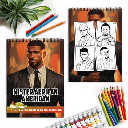 Mister African American Spiral Bound Coloring Book, Discover Classic Charm with 30 Enchanting Coloring Pages, Unleashing Your Creativity in the World of Mister African American