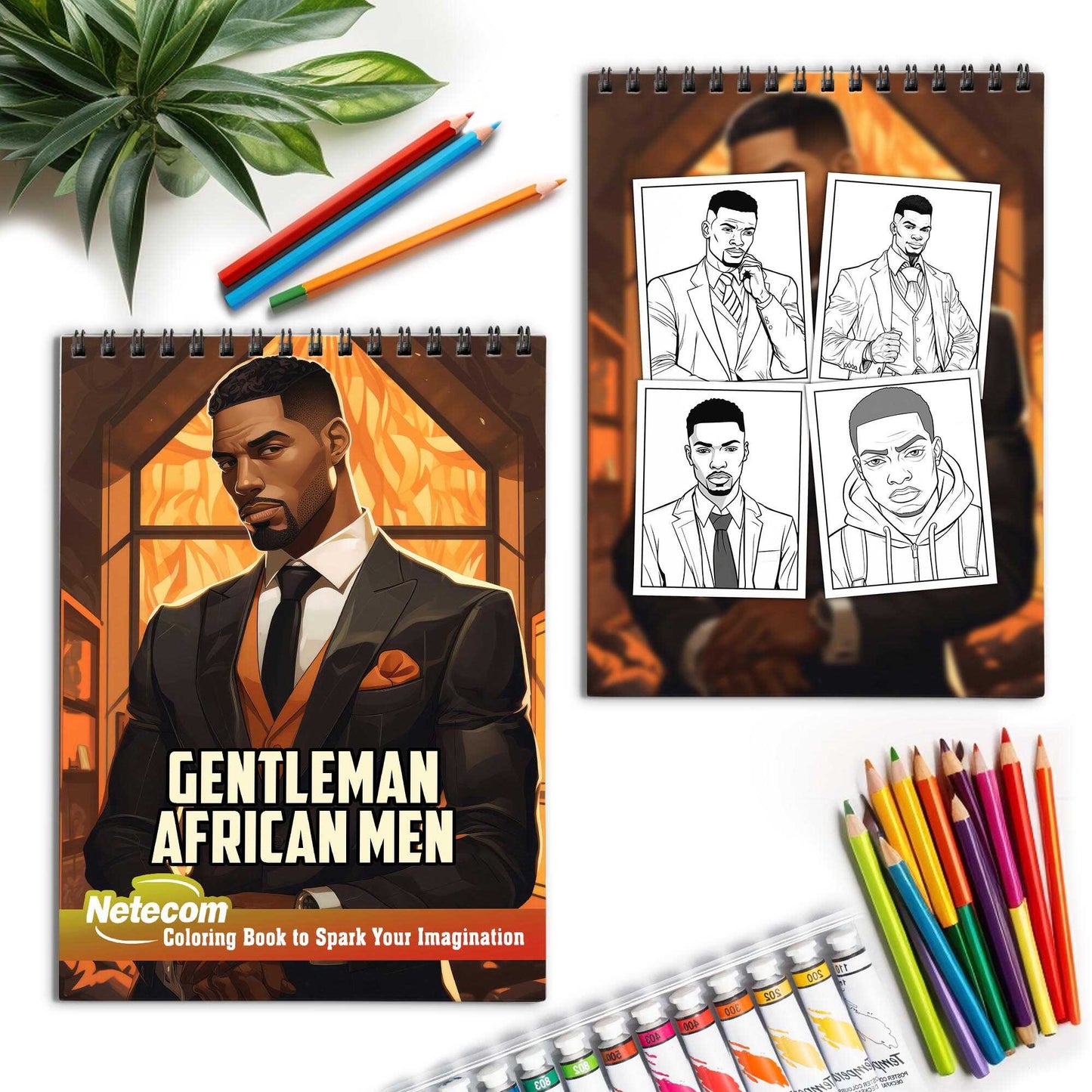 Gentleman African Men Spiral Bound Coloring Book, Indulge in 30 Dashing Coloring Pages, Fostering Focus and Imagination while Celebrating Handsome African Men