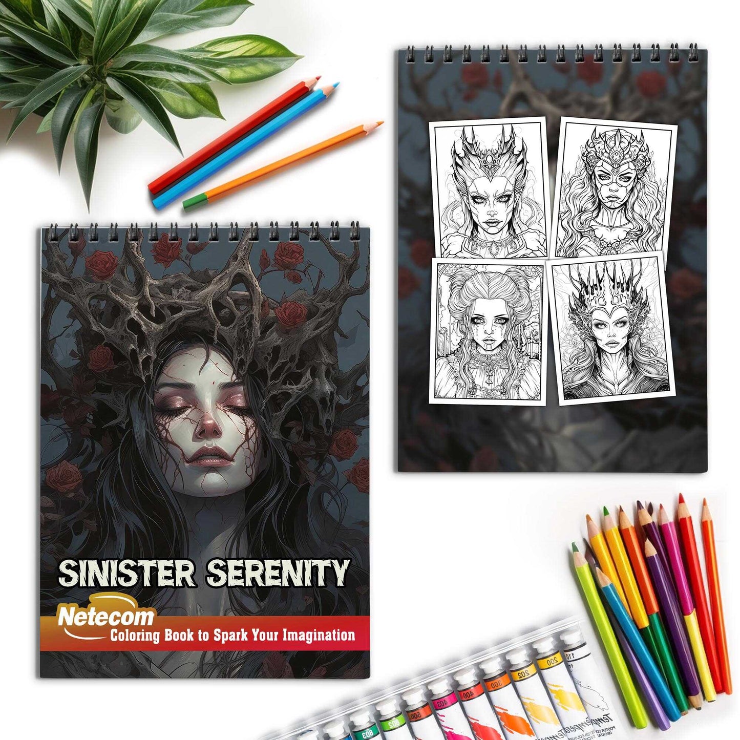 Sinister Serenity Spiral Bound Coloring Book, Enter the Sinister Serenity with 30 Coloring Pages for Gothic Art Enthusiasts to Unleash Their Creative Expression