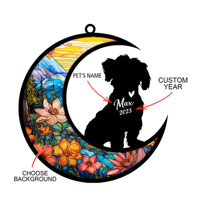 Netecom Personalized Maltese Memorial Suncatcher - Beagle Christmas Ornament with Name & Date - Dog Memorial Ornament - Pet Loss Sympathy Gift - Stained Glass Light Catcher