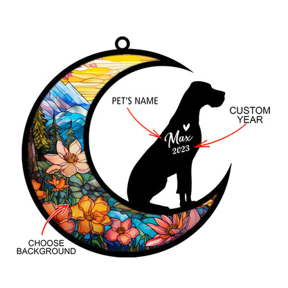 Netecom Personalized Great Dane Memorial Suncatcher - Beagle Christmas Ornament with Name & Date - Dog Memorial Ornament - Pet Loss Sympathy Gift - Stained Glass Light Catcher