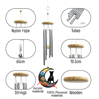 Netecom Jack Russell Dog Wind Chimes Memorial, Personalized Pet Memorial Windchime for Dogs Suncatcher, Dog Loss Memorial Ornament, Loss of Pet Remembrance Gift, Sympathy Pet Wind Chimes Outdoor Garden