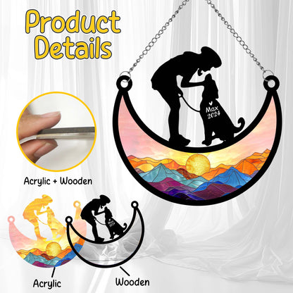 Netecom Dog Memorial Suncatcher, Personalized Dog Ornament with Name Date, Bereavement Gift Loss of Dog, Loss of Pet Sympathy Gift, Dog Passing Away Gift, Rememberance Gift for Dog Lover