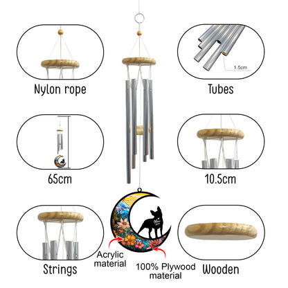 Netecom Bulldog Wind Chimes Memorial, Personalized Pet Memorial Windchime for Dogs Suncatcher, Dog Loss Memorial Ornament, Loss of Pet Remembrance Gift, Sympathy Pet Wind Chimes Outdoor Garden