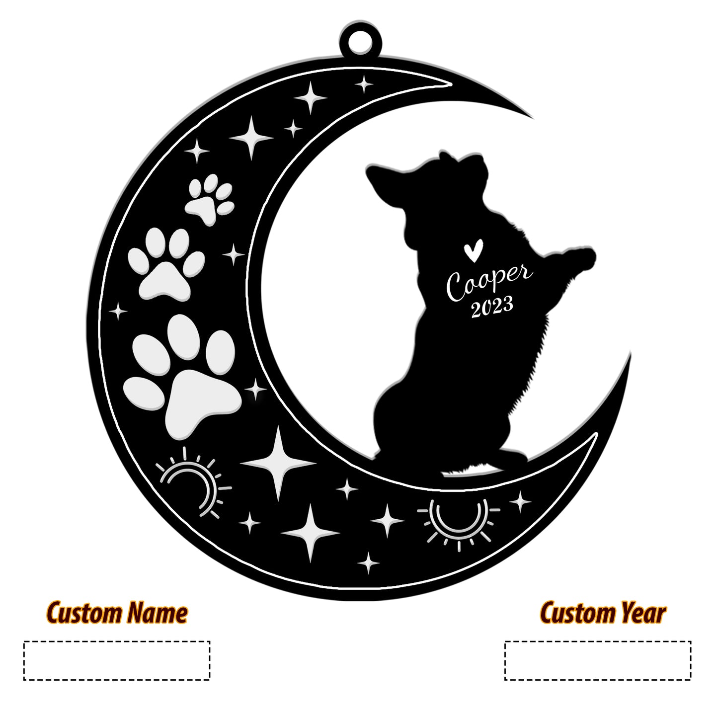 Netecom Corgi Dog Memorial Suncatcher, Personalized Corgi Ornament with Name Date, Dog Loss Sympathy Gift for Pet Loss Sun Catchers, Dog Grief Gift, Bereavement Gifts for Loss of Pet