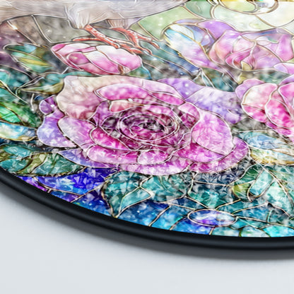 Netecom White Doves Stained Glass Suncatcher, Romantic Window Hanging Decor, Elegant Home Accent, Wedding Anniversary or Christmas Gift for Couples