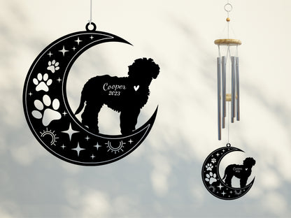 Netecom Labradoodle Dog Wind Chimes Memorial, Personalized Pet Memorial Windchime for Dog Suncatcher, Pet Condolences Gift for Loss of Dog, Remembrance Gift, Sympathy Pet Wind Chimes Outdoor Garden