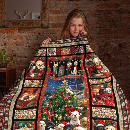 Netecom Christmas Dogs Blanket, Festive Holiday Puppy Throw Blanket for Couch, Bed or Sofa, Ultra Soft and Warm Gift for Christmas Season and Cozy Winter
