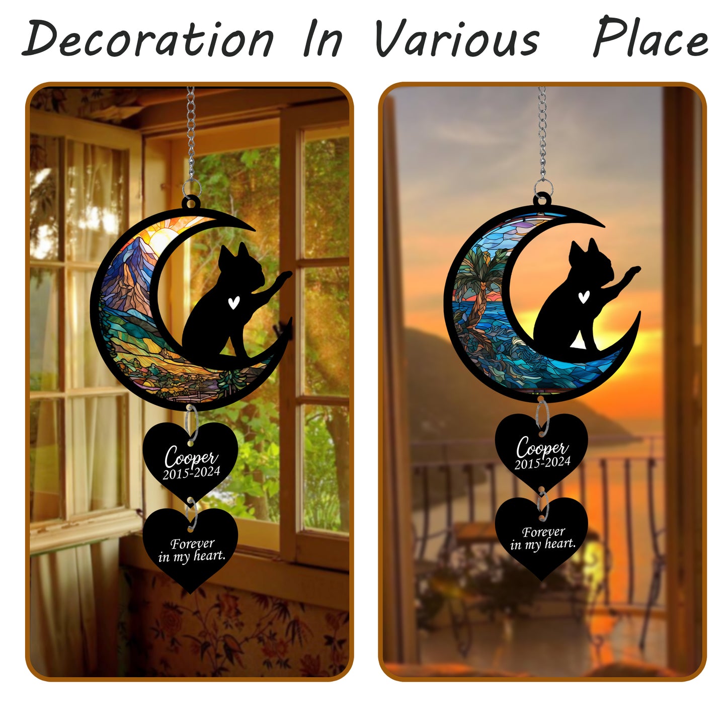 Netecom Personalized Boston Terrier Moon Heart Memorial Ornament – Dog Loss Sympathy Gift, Pet Remembrance Keepsake