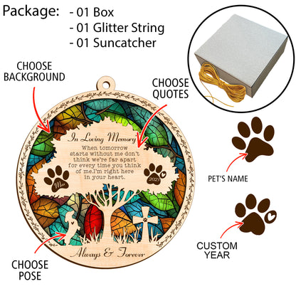 Netecom Personalized Dachshund Memorial Suncatcher, Dachshund Dog Memorial Gifts with Name Date, Pet Loss Light Catcher, Bereavement Gift Dog Memorial Ornament Loss of Pet Sympathy Gift for Dog Lover