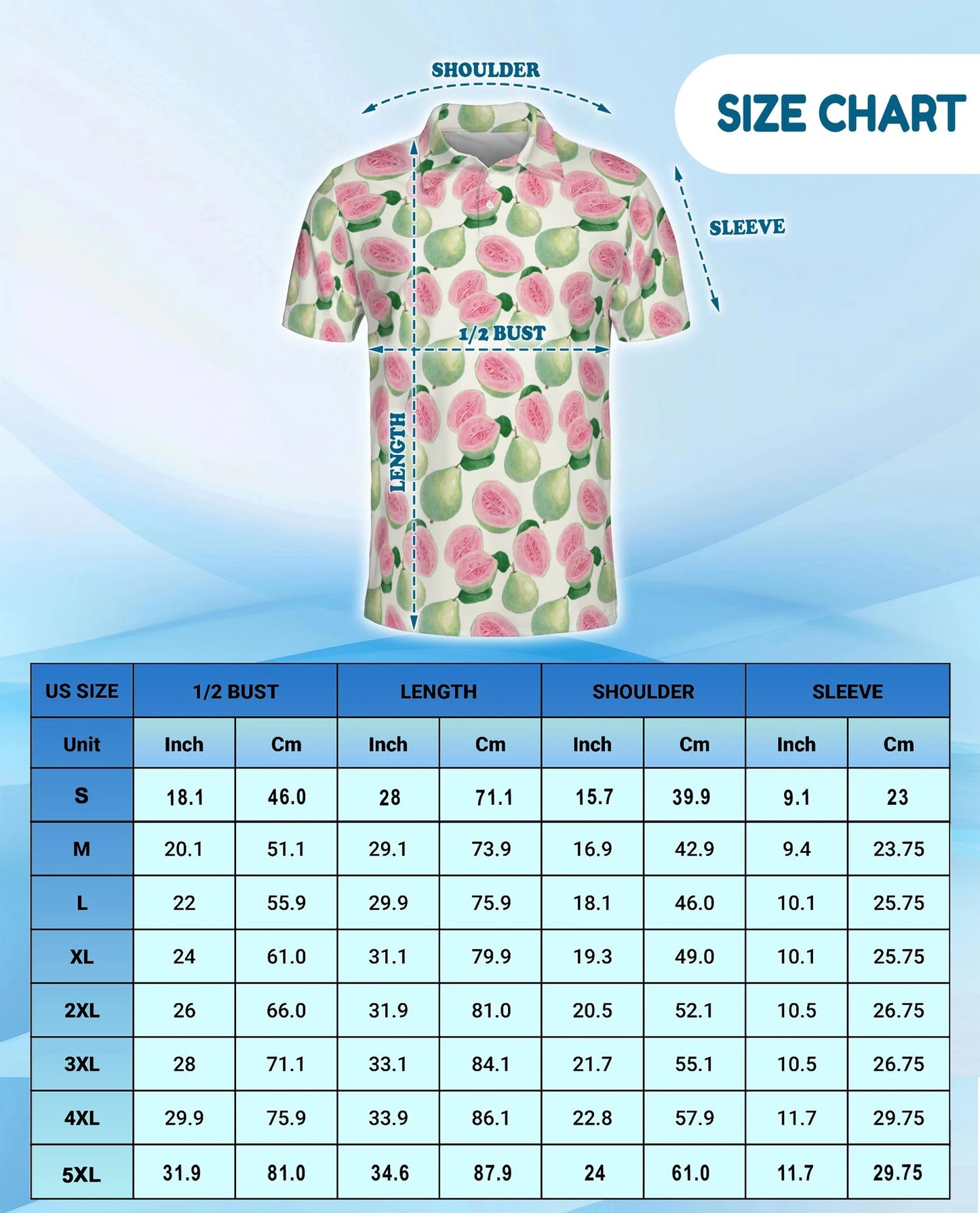 Guava Pattern Polo Shirt for Men – Tropical Fruit Summer Style | Netecom