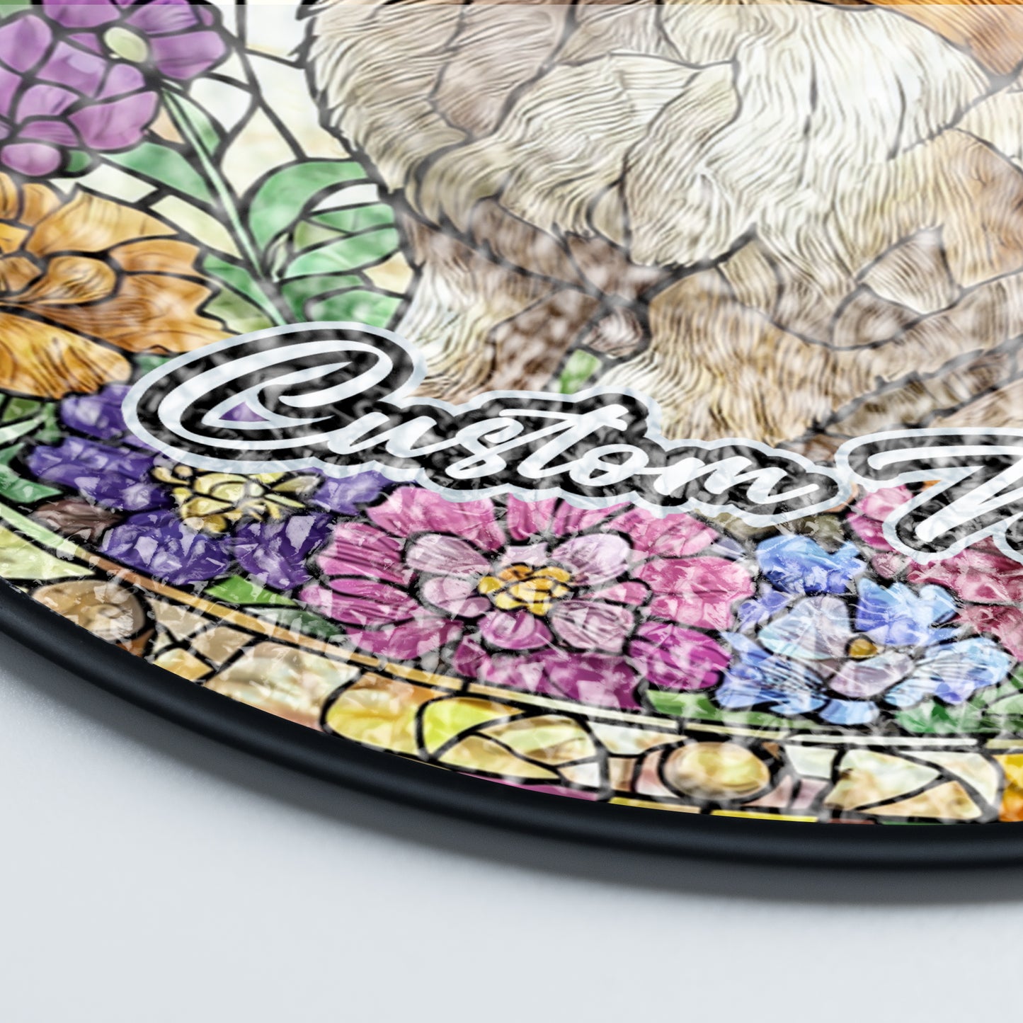 Netecom Custom Rabbit Stained Glass Ornament, Personalized Memorial Suncatcher, Pet Loss Remembrance Gift, Christmas Decoration