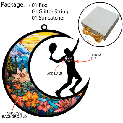 Netecom Personalized Tennis Suncatcher - Tennis Ornament for Christmas Tree 2025 - Tennis Christmas Pendant & Hanging Decoration for Car, Window, Home & Party - Tennis Lover Gift