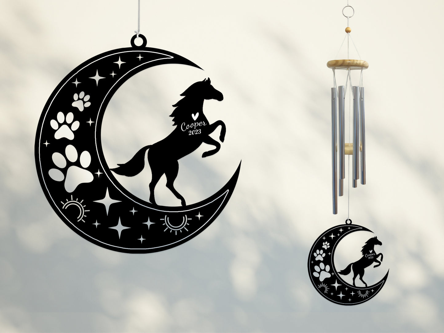 Netecom Horse Wind Chimes Memorial, Personalized Pet Memorial Windchime for Horse Suncatcher, Pet Condolences Gift for Loss of Horse, Pet Remembrance Gift, Sympathy Pet Wind Chimes Outdoor Garden