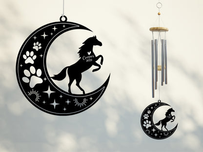 Netecom Horse Wind Chimes Memorial, Personalized Pet Memorial Windchime for Horse Suncatcher, Pet Condolences Gift for Loss of Horse, Pet Remembrance Gift, Sympathy Pet Wind Chimes Outdoor Garden