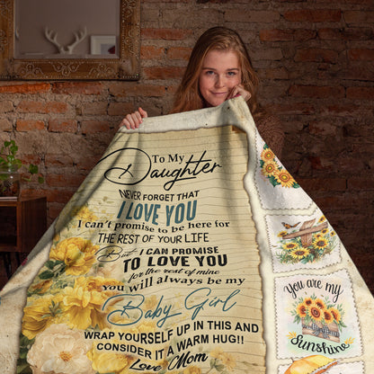Netecom Personalized To My Daughter Blanket from Mom and Dad, Sunflower Throw Blanket with Love Message, Birthday Gifts for Daughter, Christmas or Graduation, Cozy Blanket for Couch, Bed, or Sofa