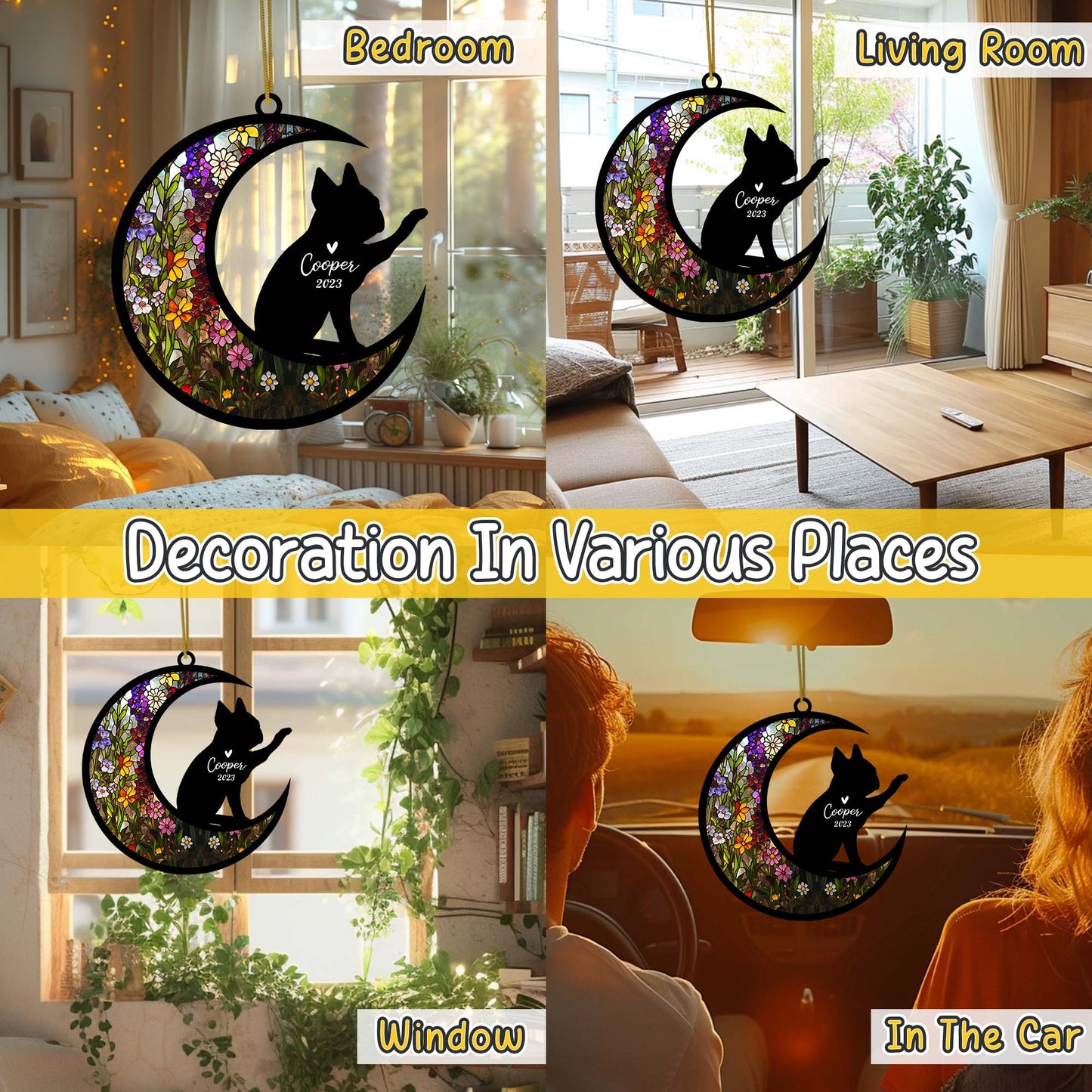 Netecom Boston Terrier Dog Memorial Suncatcher, Personalized with Name Date Suncatcher, Pet Loss Sun Catcher, Bereavement Gift, Dog Remembrance Gift,  Loss of Pet Sympathy Gift Dog Lovers